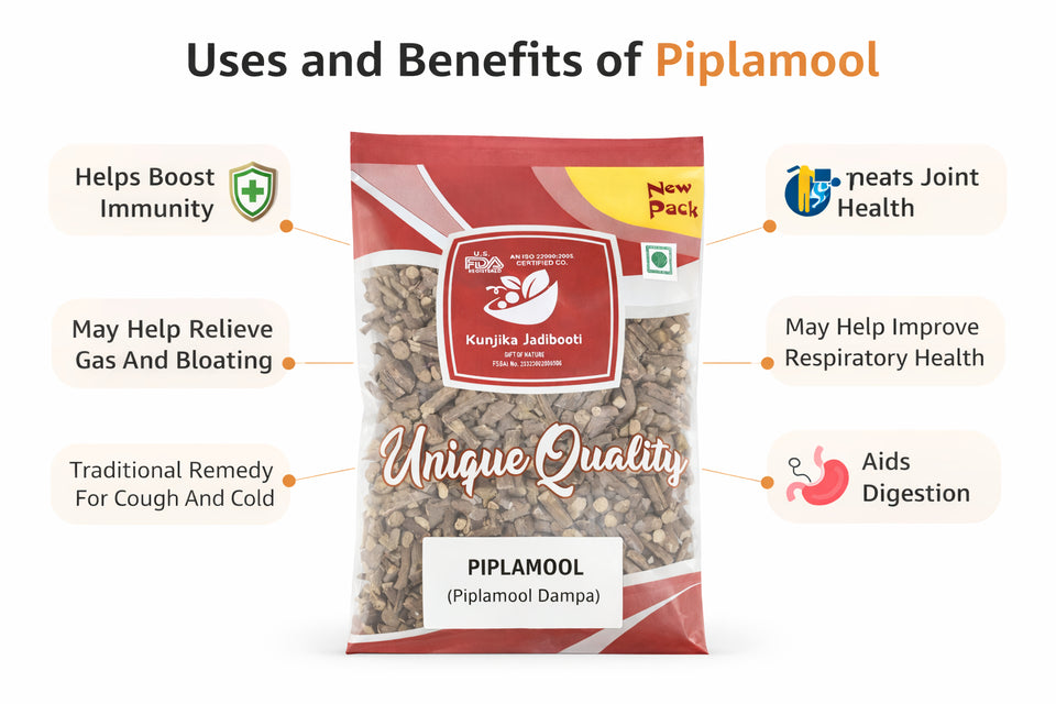 Kunjika Jadibooti Pipla Mool - Piplamool Dampa - Piplamool - Peepla Mool - 100 gms