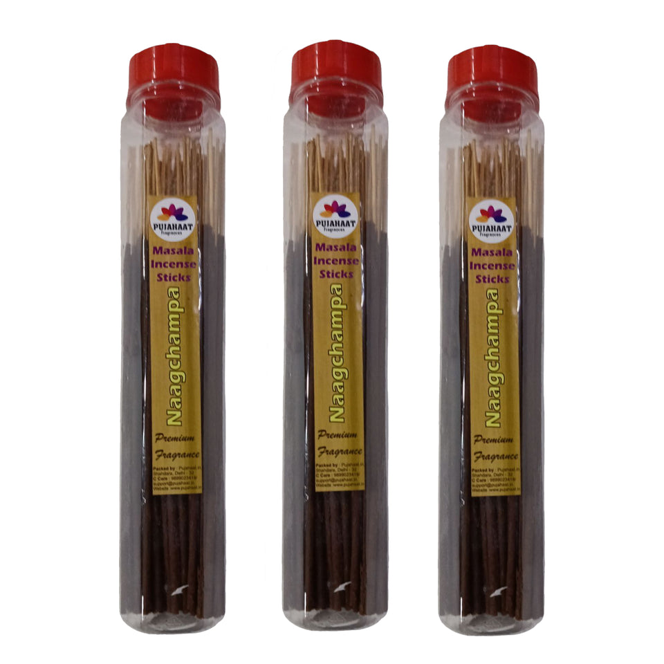 Pujahaat Premium Scented Incense Stick Masala Agarbatti | No Charcoal Incense Sticks, 100% Herbal Fragrance Agarbatti, 0% Sulphates - Nagchampa Fragrance