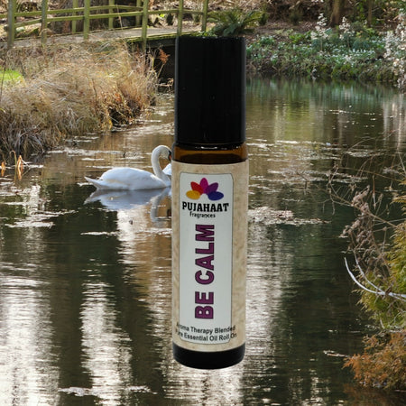 Pujahaat Be Calm Aromatherapy Roll-on | Blend of pure & natural Essential Oils | Clarity | Calms Down Nerves | Crafted by Certified Aromatherapists 10ml/0.33 fl oz - Be Calm Roll-on