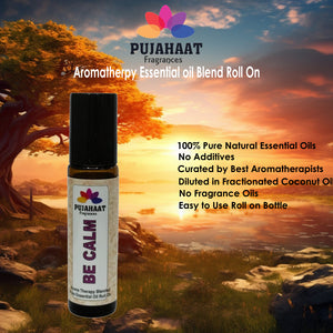 Pujahaat Be Calm Aromatherapy Roll-on | Blend of pure & natural Essential Oils | Clarity | Calms Down Nerves | Crafted by Certified Aromatherapists 10ml/0.33 fl oz - Be Calm Roll-on