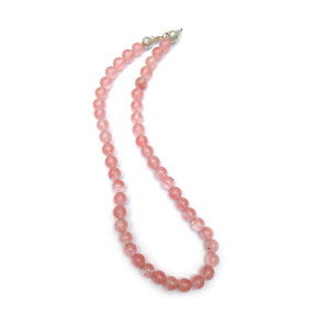 Cherry Quartz Crystal Round Beads Necklace 15 Inches 8mm Beads Semi precious Mala
