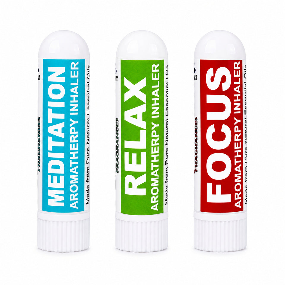 Pujahaat Natural Essential oil based Aromatherapy Nasal Inhaler Stick Meditation, Relax, Focus Made with therapeutic grade essential oils- Set of 3