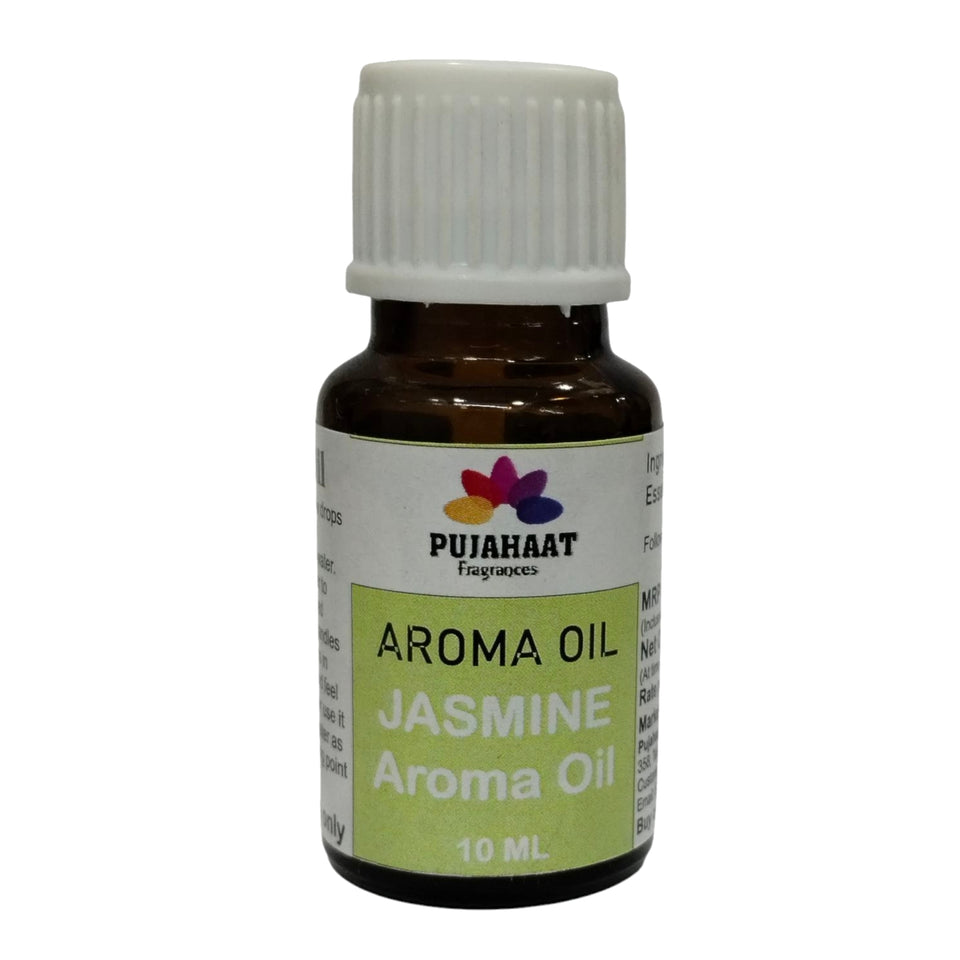 Pujahaat Jasmine Aroma Oil for Aromatherapy oils, Oil for diffusers, Humidifier oils, Oil Burners, Spa and Air Purifier 10ml Each, Jasmine - Set of 2 (2 x 10 ml)
