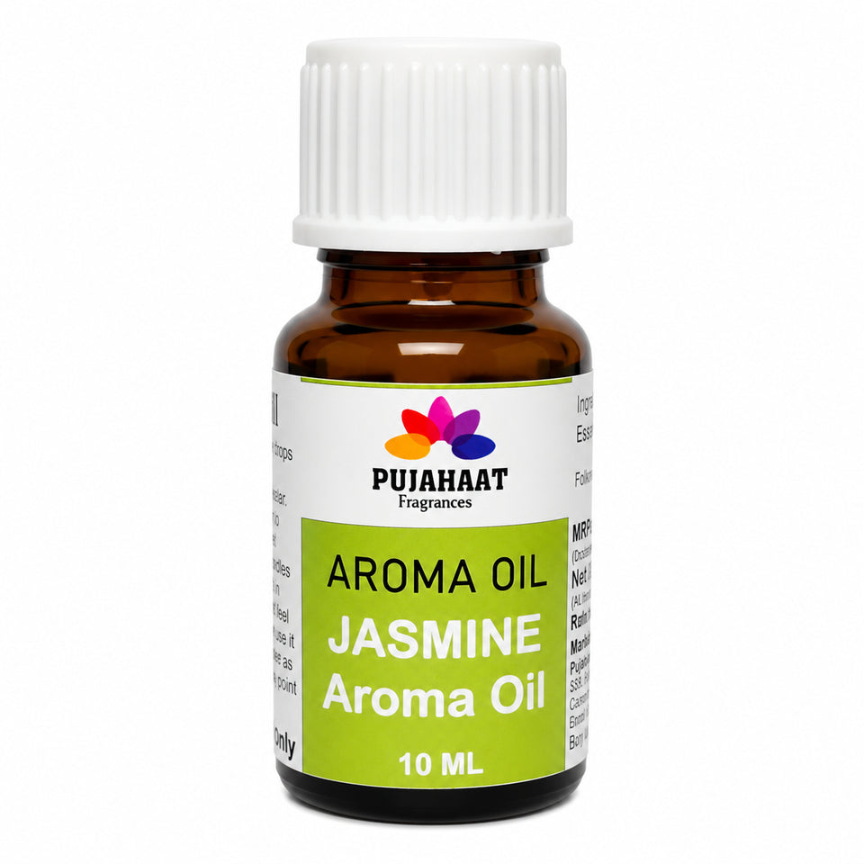 Pujahaat Jasmine Aroma Oil for Aromatherapy oils, Oil for diffusers, Humidifier oils, Oil Burners, Spa and Air Purifier 10ml Each, Jasmine - Set of 2 (2 x 10 ml)