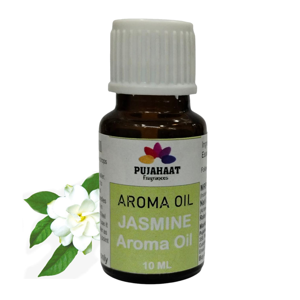 Pujahaat Rose and Jasmine Aroma Oil for Aromatherapy oils, Oil for diffusers, Humidifier oils, Oil Burners, Spa and Air Purifier 10ml Each - Set of 2 (2 x 10 ml)
