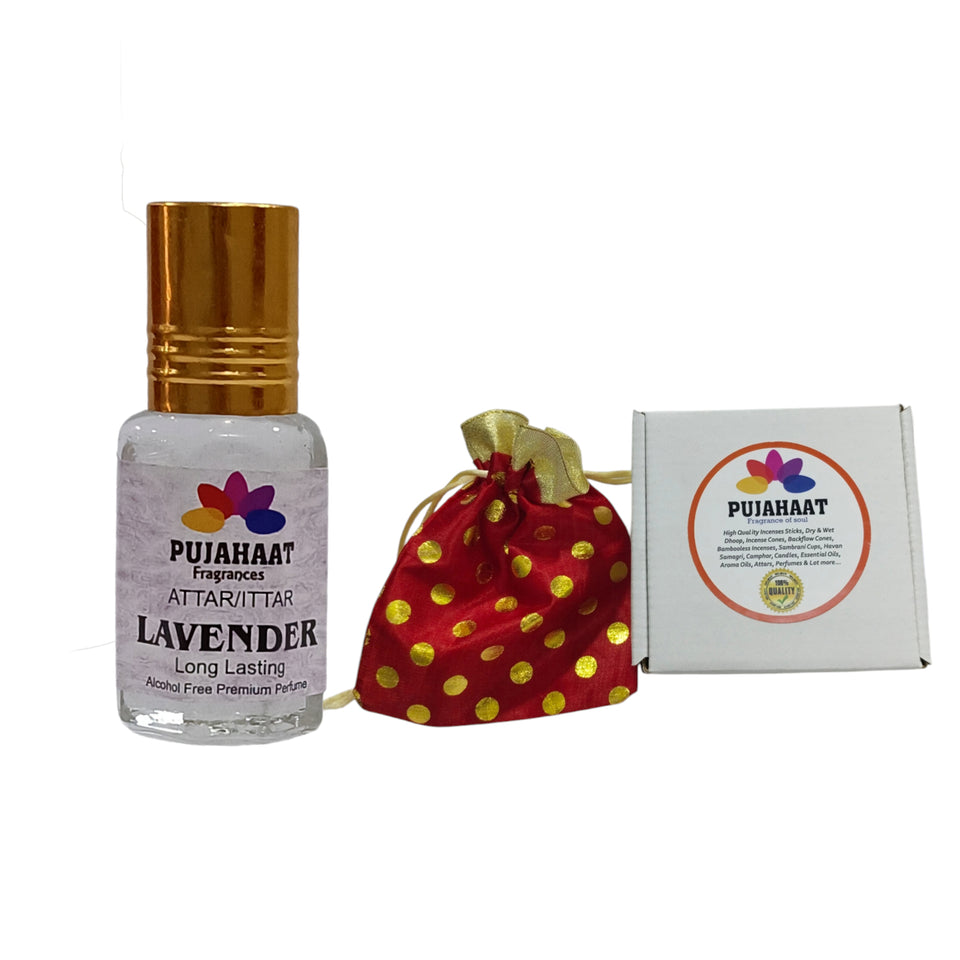 Pujahaat Raksha Bandhan Combo - Lavender Attar ( Alcohol-Free) 6ml & 7 Chakra Crystal Beads 8mm Rakhi