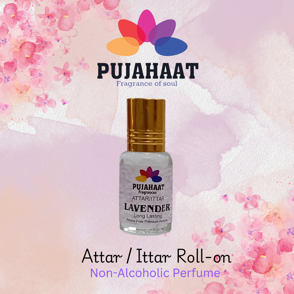 Pujahaat Premium Alcohol-Free Attar | Ittar 6ml, Long-Lasting Travel Size Roll-On, Best Floral Attar Fragrance Oil - Lavender