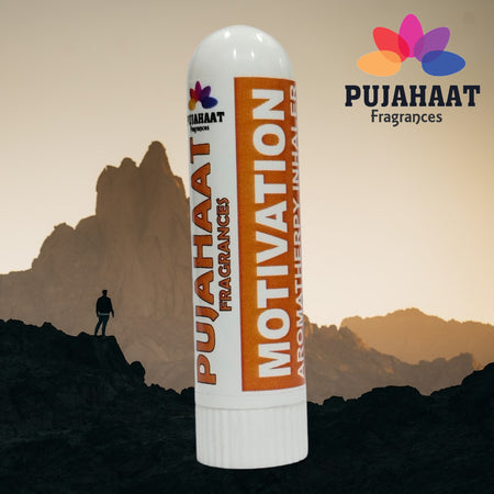 Pujahaat Natural Essential oil based Aromatherapy Nasal Inhaler Stick MOTIVATION, Made with 100% natural, therapeutic grade essential oils - Set of 2