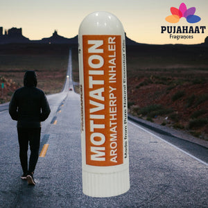 Pujahaat Natural Essential oil based Aromatherapy Nasal Inhaler Stick MOTIVATION, Made with 100% natural, therapeutic grade essential oils - Set of 2