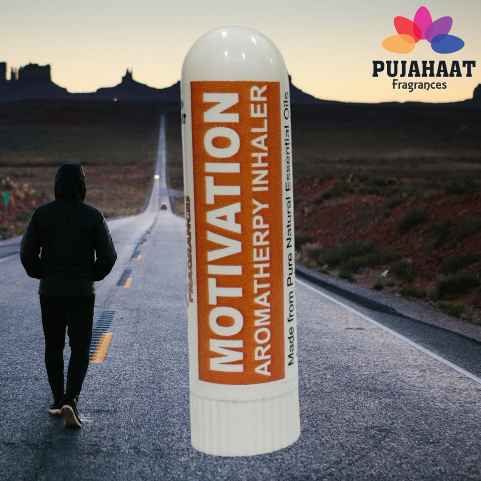 Pujahaat Natural Essential oil based Aromatherapy Nasal Inhaler Stick MOTIVATION, Made with 100% natural, therapeutic grade essential oils - Set of 2