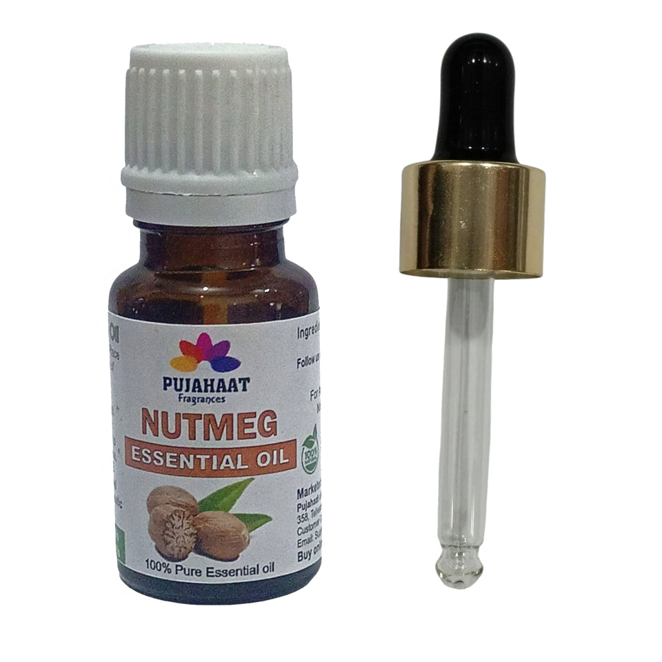 Pujahaat Nutmeg Essential Oil – Pure and Natural - Nutmeg Oil Ideal for Aromatherapy, Massage, Relaxation, Skincare, and Wellness - Vegan & Cruelty free - 15 ml