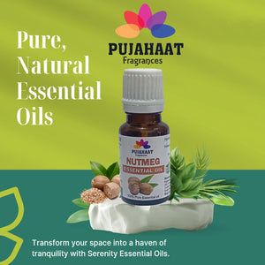 Pujahaat Nutmeg Essential Oil – Pure and Natural - Nutmeg Oil Ideal for Aromatherapy, Massage, Relaxation, Skincare, and Wellness - Vegan & Cruelty free - 15 ml