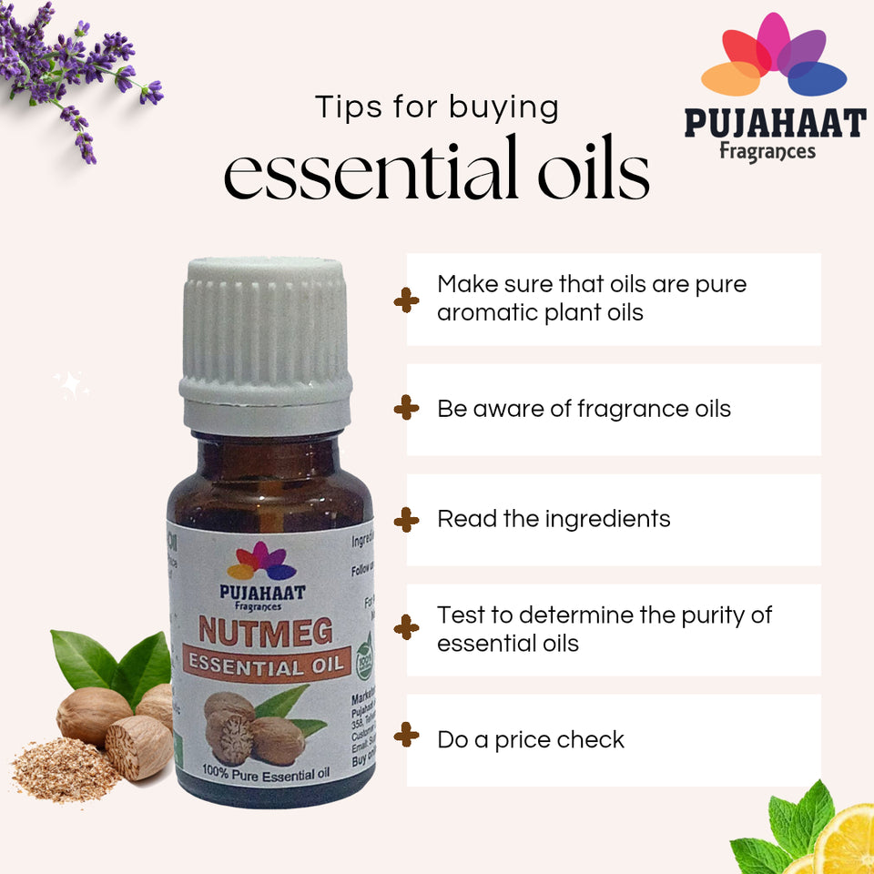 Pujahaat Nutmeg Essential Oil – Pure and Natural - Nutmeg Oil Ideal for Aromatherapy, Massage, Relaxation, Skincare, and Wellness - Vegan & Cruelty free - 15 ml