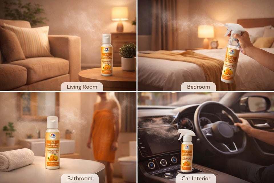 Orange Air Freshener Concentrate Set of 3 (50ml Each) Makes 1 Liter Each | Long Lasting Room Freshener Liquid | Fragrance Combo for Home, Office, Car | Alcohol-Free Premium Fragrance by Pujahaat