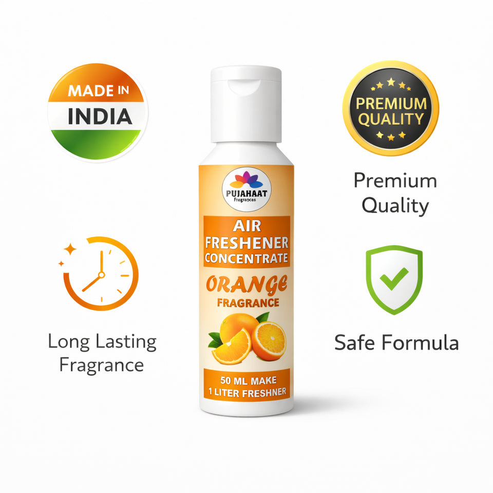 Orange Air Freshener Concentrate Set of 3 (50ml Each) Makes 1 Liter Each | Long Lasting Room Freshener Liquid | Fragrance Combo for Home, Office, Car | Alcohol-Free Premium Fragrance by Pujahaat