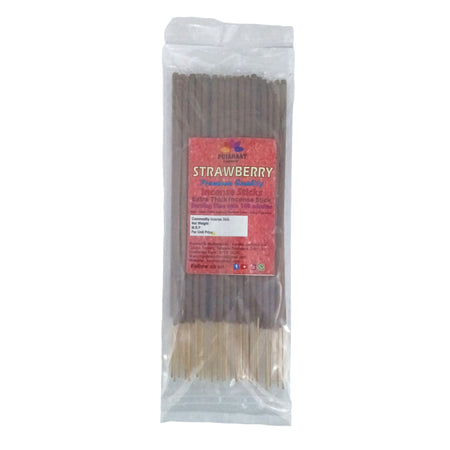 Pujahaat Premium Scented Incense Stick Agarbatti | No Charcoal Incense Sticks, 100 minutes burning time, 0% Sulphates Fragrance - Strawberry Fragrance