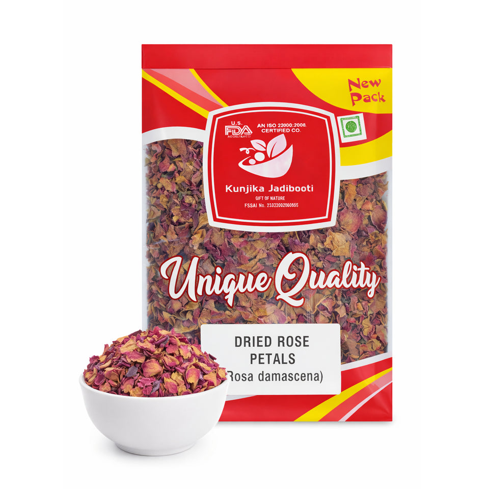 Kunjika Jadibooti Sun Dried Rose Petals - Dry Rosa Gallica - 100% Edible for Food - Dried Rose Petals - 100 Gm