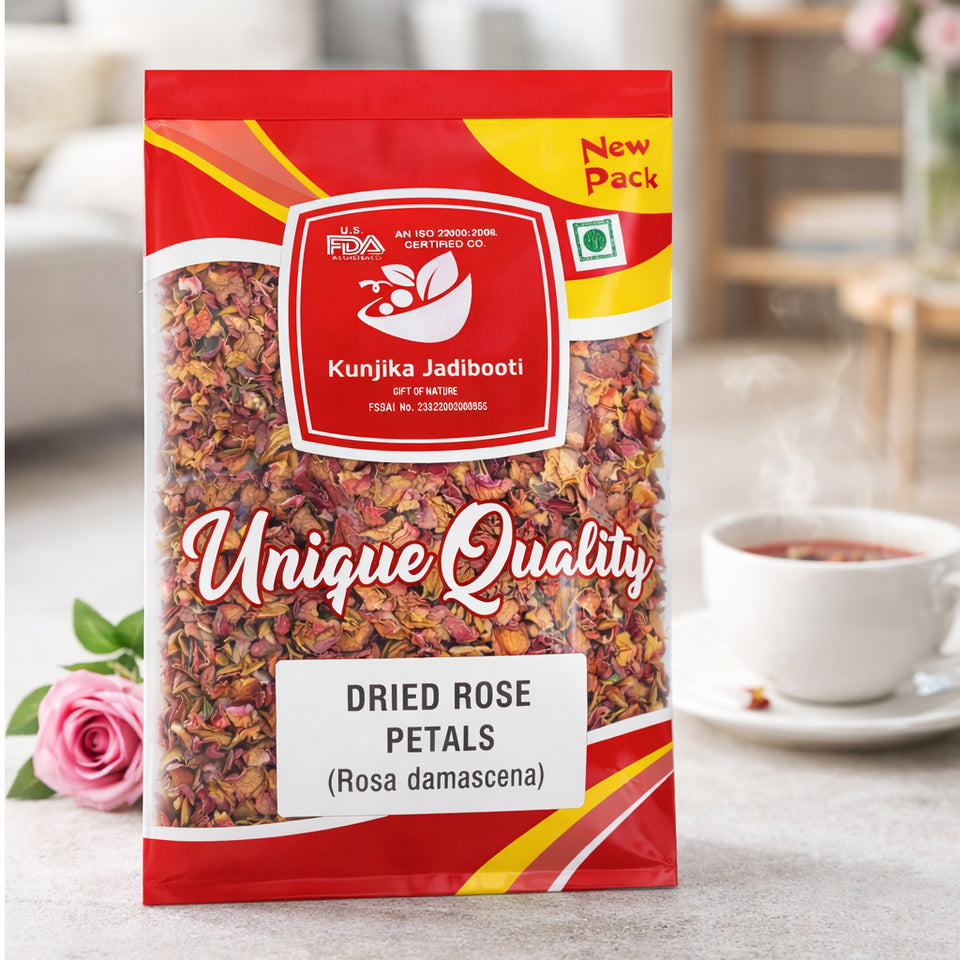 Kunjika Jadibooti Sun Dried Rose Petals - Dry Rosa Gallica - 100% Edible for Food - Dried Rose Petals - 100 Gm