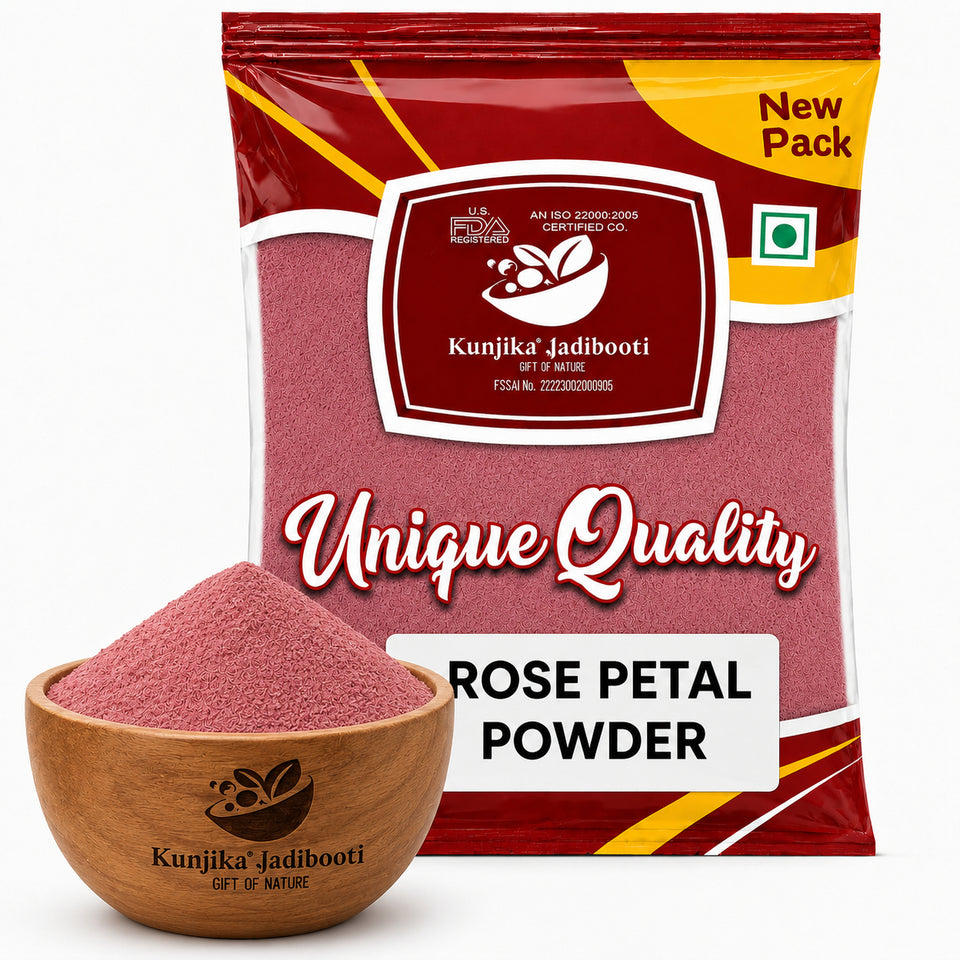 Kunjika Jadibooti Sun Dried Rose Petals Powder - Dry Rosa Gallica - 100% Edible for Food - Dried Rose Powder - 100 Gm