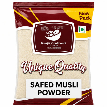 Kunjika Jadibooti Safed Musli Powder | Natural White Musli | Swet Musli | Chlorophytum Borivilianum Powder (100 g)