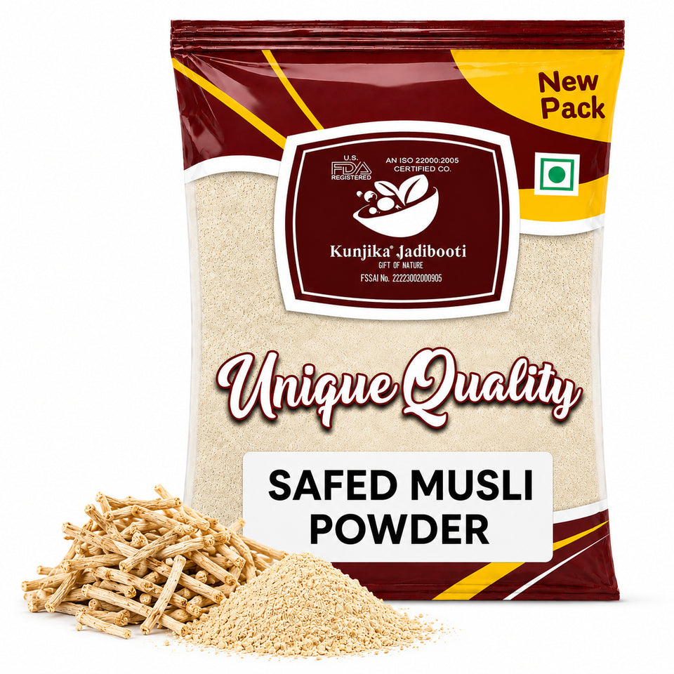 Kunjika Jadibooti Safed Musli Powder | Natural White Musli | Swet Musli | Chlorophytum Borivilianum Powder (100 g)