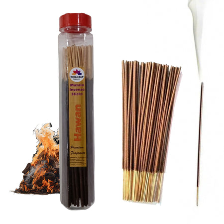 Pujahaat Premium Scented Incense Stick Masala Agarbatti | No Charcoal Incense Sticks, 100% Herbal Fragrance Agarbatti, 0% Sulphates - Hawan Samagri Fragrance