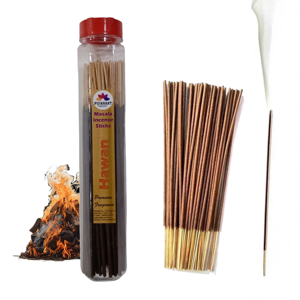 Pujahaat Premium Scented Incense Stick Masala Agarbatti | No Charcoal Incense Sticks, 100% Herbal Fragrance Agarbatti, 0% Sulphates - Hawan Samagri Fragrance