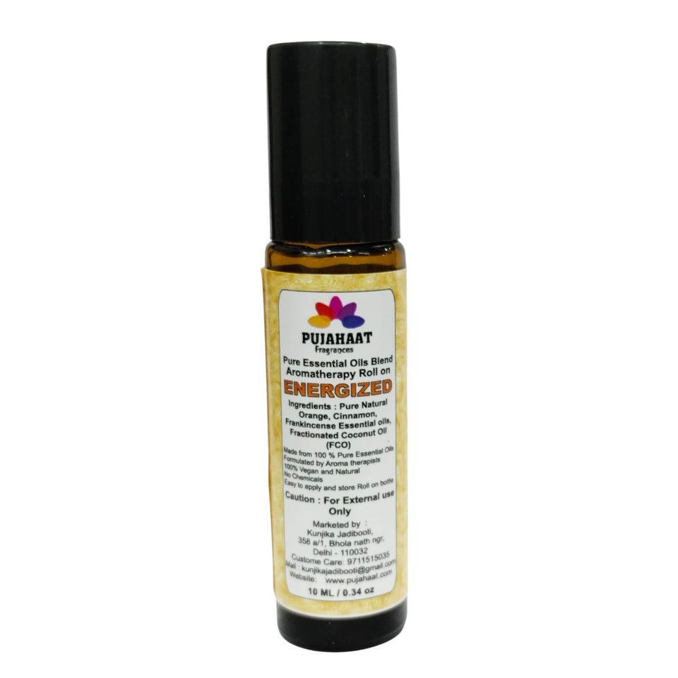 Pujahaat Energized Aromatherapy Roll-on | Blend of pure & natural Essential Oils | Uplifting and Energy | Crafted by Certified Aromatherapists 10ml/0.33 fl oz - Be Calm Roll-on