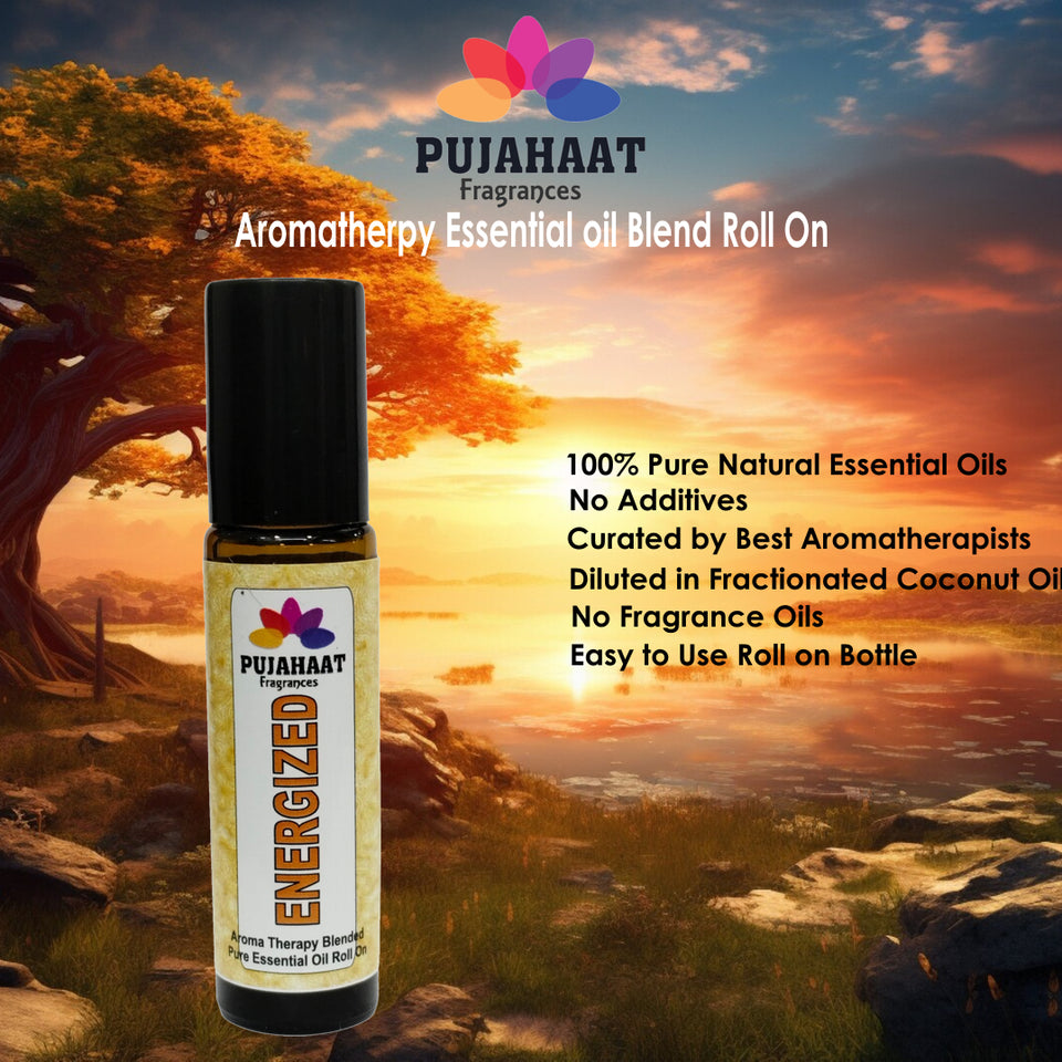 Pujahaat Energized Aromatherapy Roll-on | Blend of pure & natural Essential Oils | Uplifting and Energy | Crafted by Certified Aromatherapists 10ml/0.33 fl oz - Be Calm Roll-on