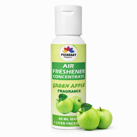 Green Apple, Orange, Lemongrass Air Freshener Concentrate Set of 3 (50ml Each) Makes 1 Liter Each | Long Lasting Room Freshener Liquid | Fragrance Combo for Home, Office, Car | Alcohol-Free Premium Fragrance by Pujahaat