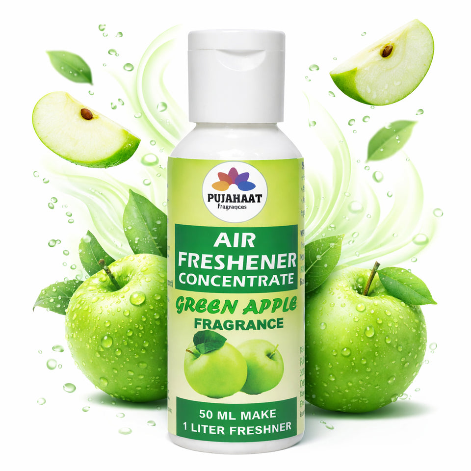 Lemon, Orange, Green Apple Air Freshener Concentrate Set of 3 (50ml Each) Makes 1 Liter Each | Long Lasting Room Freshener Liquid | Fragrance Combo for Home, Office, Car | Alcohol-Free Premium Fragrance by Pujahaat