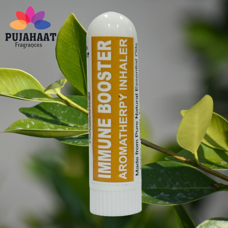 Pujahaat Natural Essential oil based Aromatherapy Nasal Inhaler Stick IMMUNE BOOSTER, Made with 100% natural, therapeutic grade essential oils - Set of 2
