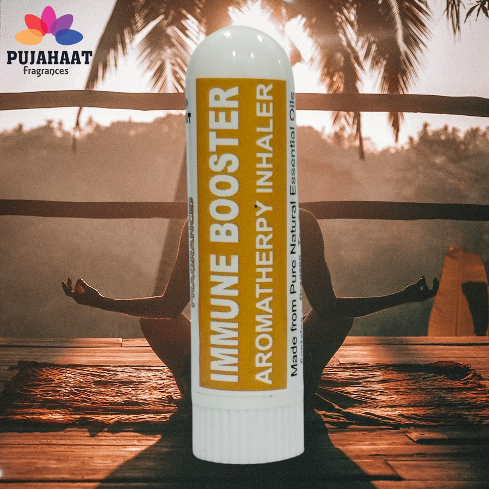 Pujahaat Natural Essential oil based Aromatherapy Nasal Inhaler Stick IMMUNE BOOSTER, Made with 100% natural, therapeutic grade essential oils - Set of 2
