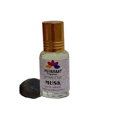 Pujahaat Premium Alcohol-Free Attar | Ittar 6ml, Long-Lasting Travel Size Roll-On, Best Musky Attar Fragrance Oil - Musk