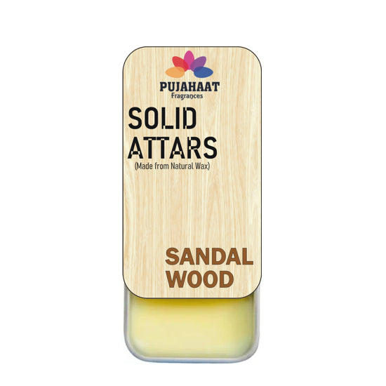 Pujahaat Sandalwood Premium Fragrance | Solid Attar for Men & Women | Alcohol Free | Strong lasting fragrance - Sandalwood