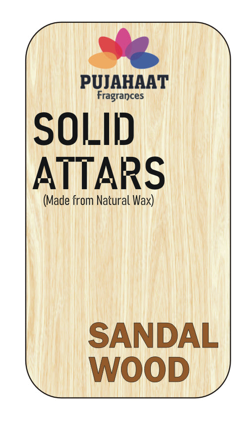 Pujahaat Sandalwood Premium Fragrance | Solid Attar for Men & Women | Alcohol Free | Strong lasting fragrance - Sandalwood