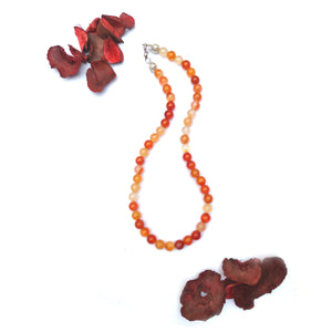 Carnelian Crystal Round Beads Necklace 15 Inches 8mm Beads Semi precious Mala