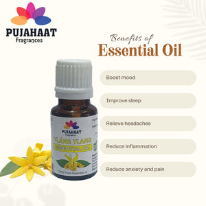 Pujahaat Ylang Ylang Essential Oil - 100% Pure & Natural Therapeutic Grade Oil for Hair Growth, Healthy Skin and Aromatherapy- Vegan & Cruelty free - 15 ml