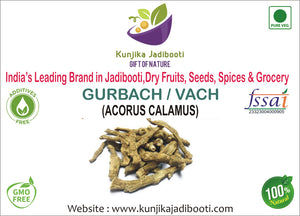 Kunjika Jadibooti Vacha Root - Vasambu - Gurbach - Sweet Flag - Acrous Calamus - Gudbach - 100 gm