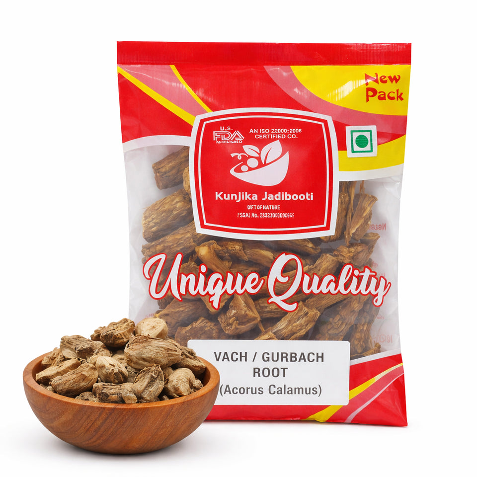 Kunjika Jadibooti Vacha Root - Vasambu - Gurbach - Sweet Flag - Acrous Calamus - Gudbach - 100 gm