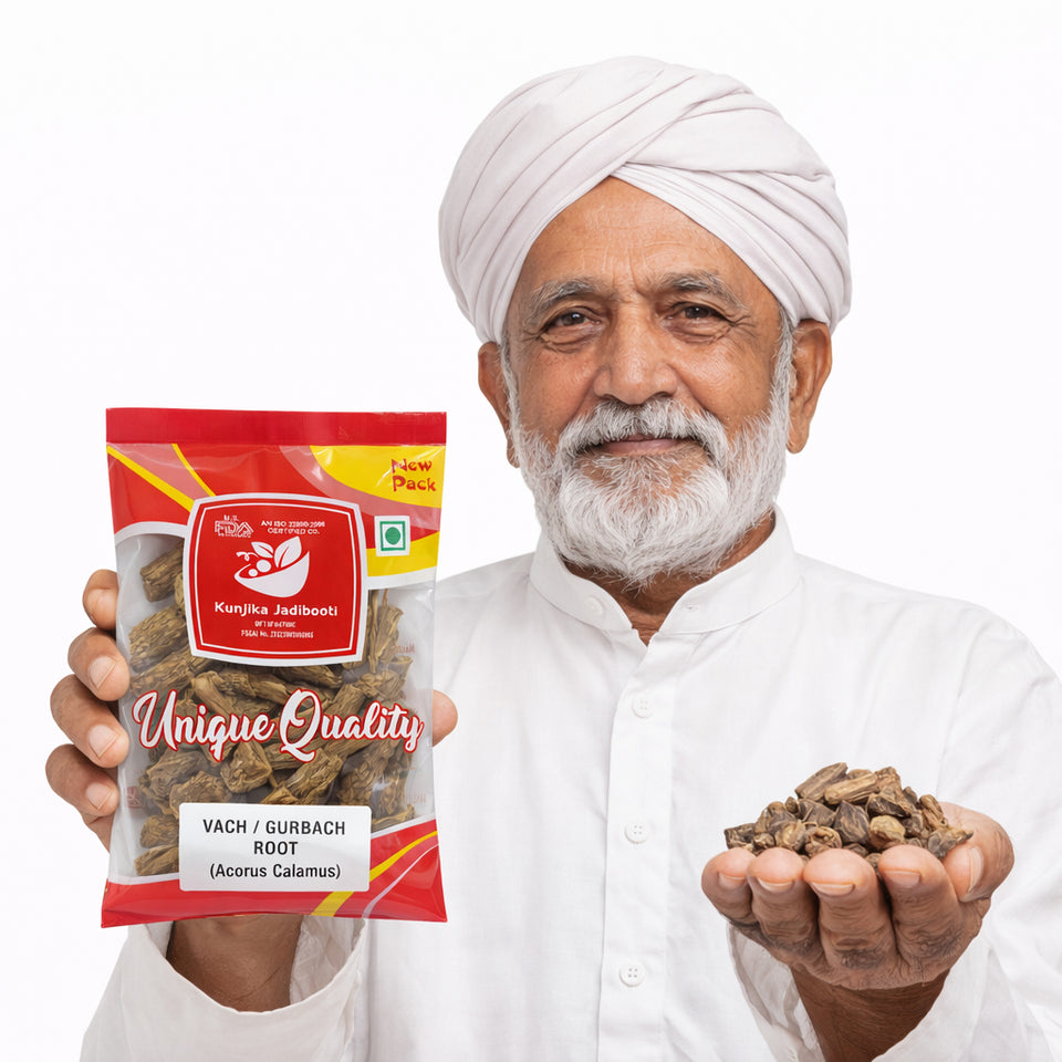 Kunjika Jadibooti Vacha Root - Vasambu - Gurbach - Sweet Flag - Acrous Calamus - Gudbach - 100 gm