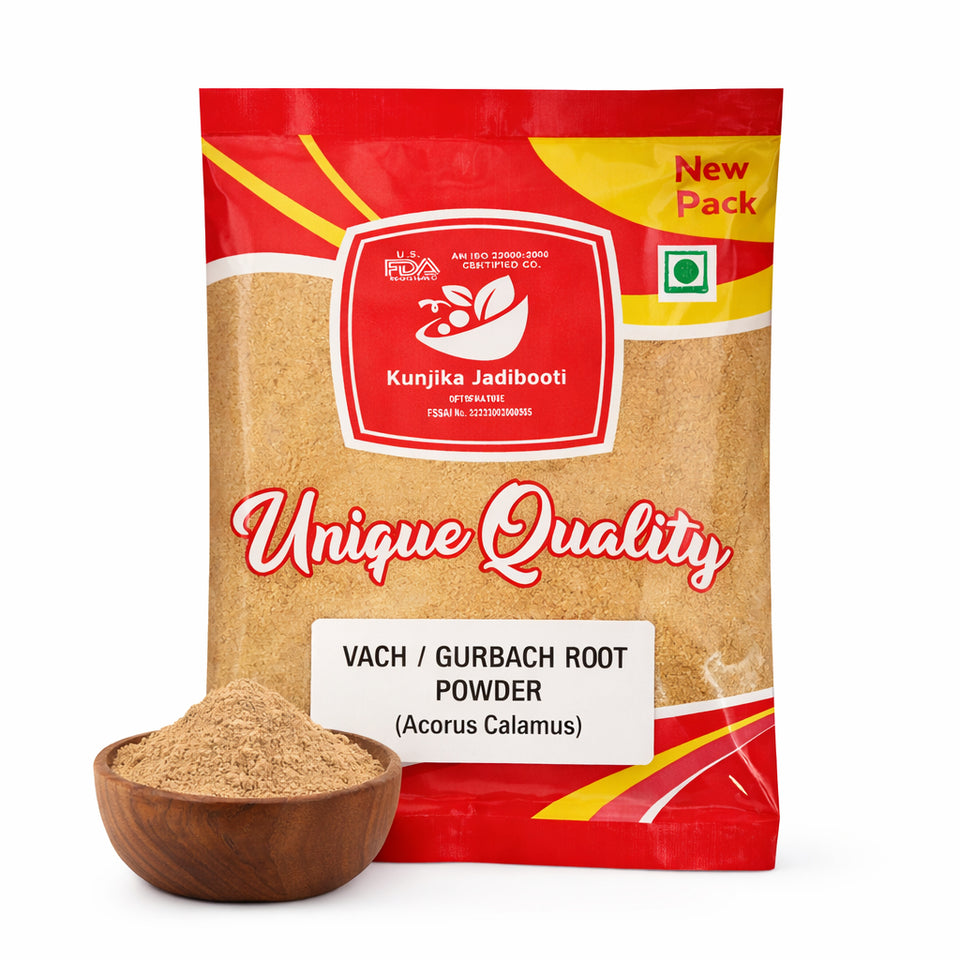 Kunjika Jadibooti Vacha Powder - Vasambu - Gurbach - Sweet Flag - Acrous Calamus - Gudbach Powder- 100 gm