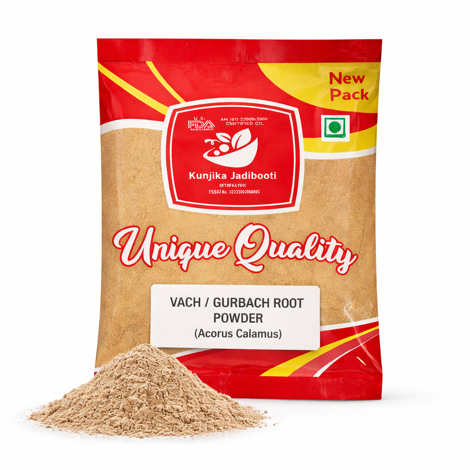 Kunjika Jadibooti Vacha Powder - Vasambu - Gurbach - Sweet Flag - Acrous Calamus - Gudbach Powder- 100 gm