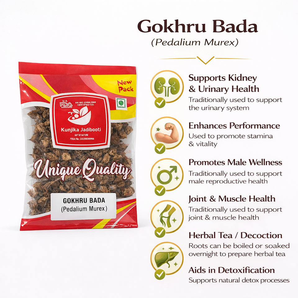 Kunjika Jadibooti Bada Gokhru - Pedalium Murex - Large Caltrops, Natural- 100 gm