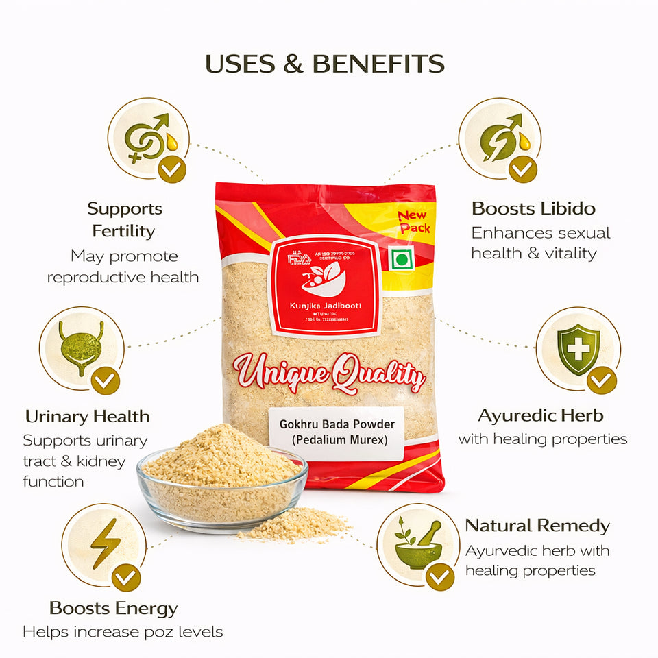 Kunjika Jadibooti Gokhru Bada Powder Churan | Tribulus Terrestris Powder | Gokshru Powder- Large Caltrops- 100 gm