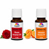 Pujahaat Rose and Orange Aroma Oil for Aromatherapy oils, Oil for diffusers, Humidifier oils, Oil Burners, Spa and Air Purifier 10ml Each - Set of 2 (2 x 10 ml) AO12
