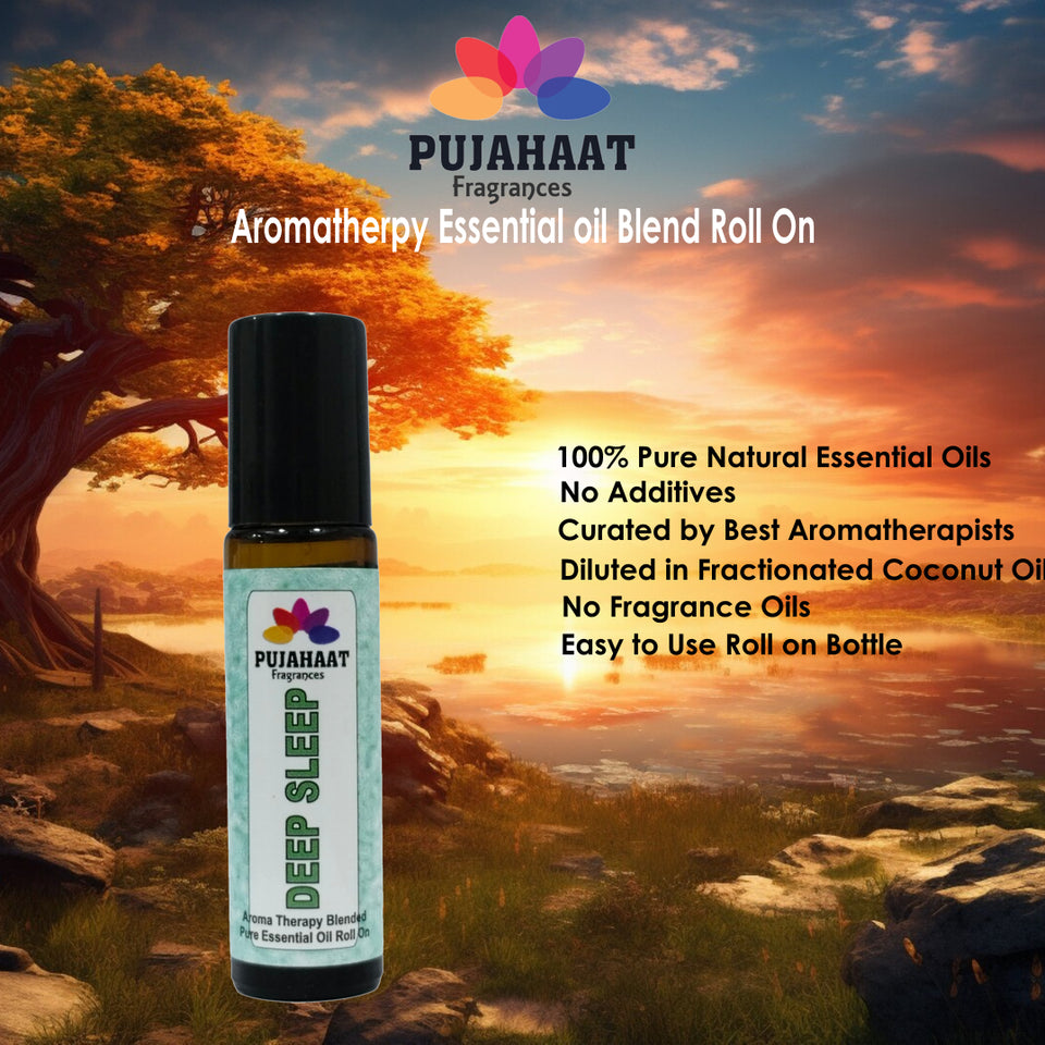 Pujahaat Deep Sleep Aromatherapy Roll-on | Blend of pure & natural Essential Oils | Targeted Sleep Aid for Restful Nights | Reduces Insomnia, Snoring & Restless Sleep | Crafted by Certified Aromatherapists 10ml/0.33 fl oz - Deep Sleep Roll-on