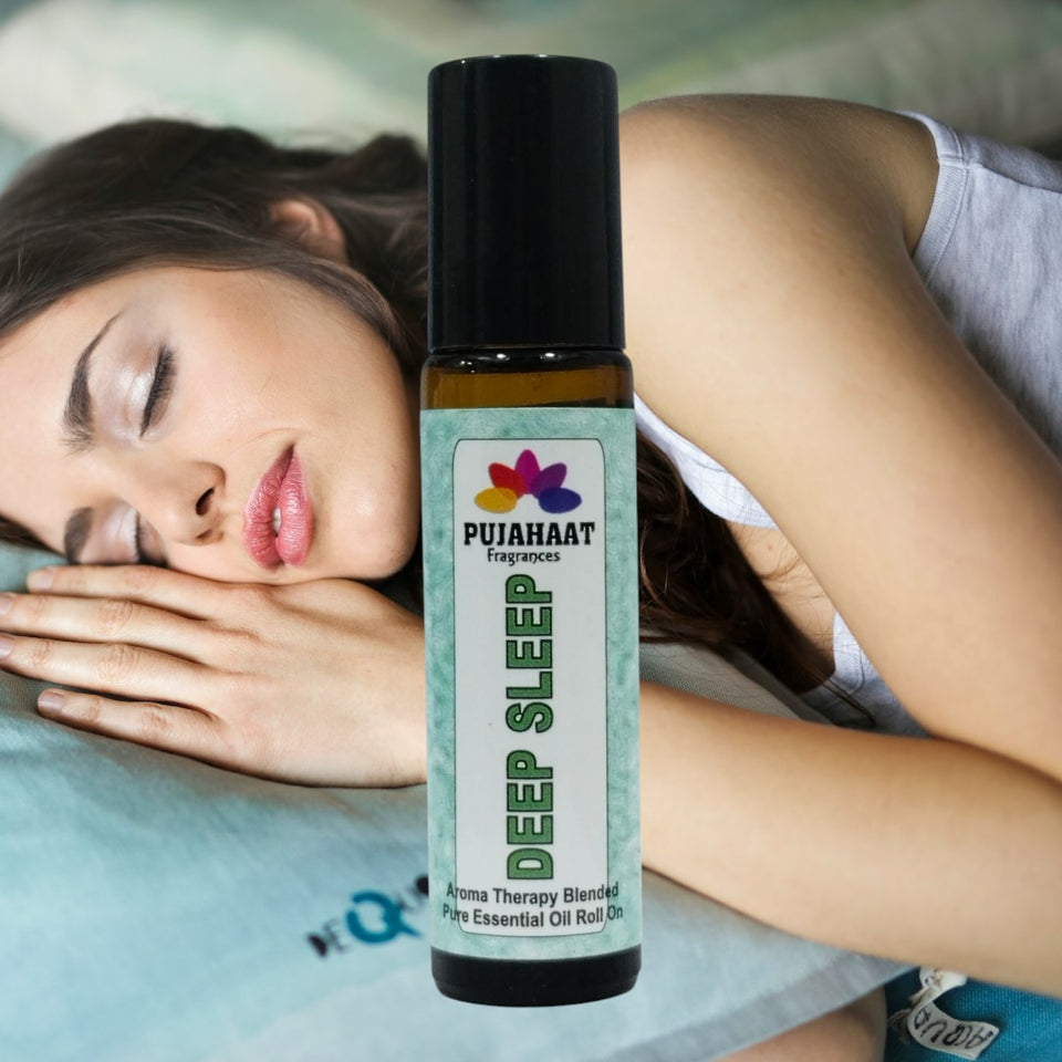 Pujahaat Deep Sleep Aromatherapy Roll-on | Blend of pure & natural Essential Oils | Targeted Sleep Aid for Restful Nights | Reduces Insomnia, Snoring & Restless Sleep | Crafted by Certified Aromatherapists 10ml/0.33 fl oz - Deep Sleep Roll-on