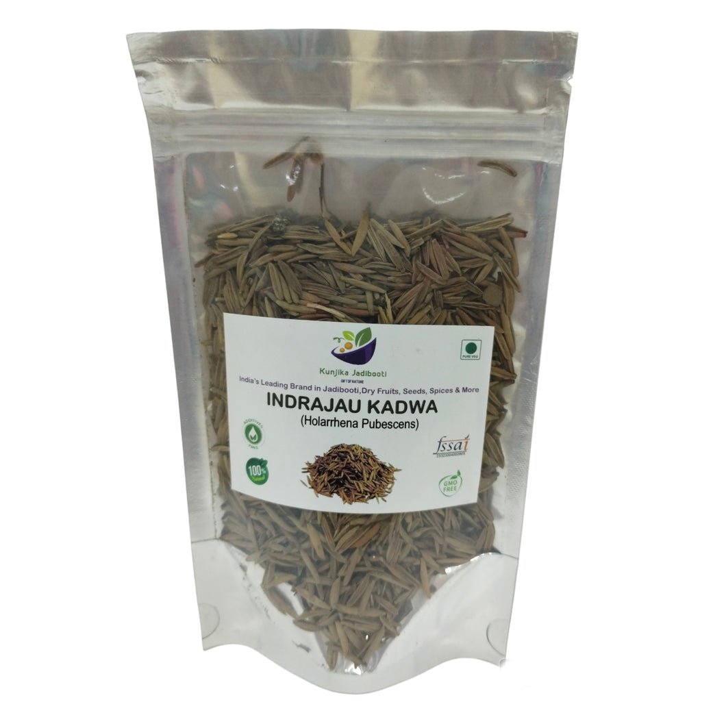 Kunjika Jadibooti Indrajau Kadwa For Diabetes - Inderjoo Kadwa - Indra Jau - indrajav kadwa - Indrajo Kadwa - Indrajao Seeds - Holarrhena Pubescens (100 GM)