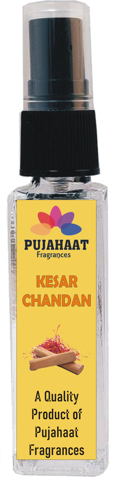 Pujahaat Kesar Chandan, Marigold, Rose, Mogra Set of 4 Perfume Attar Spray 8ml | itra/ittar Perfume | For Pooja/Personal Use